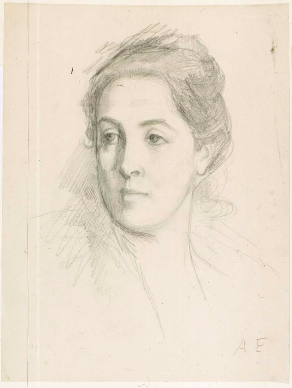 Retrato de la cabeza de la esposa del artista, estudio para un cuadro de Albert Edelfelt