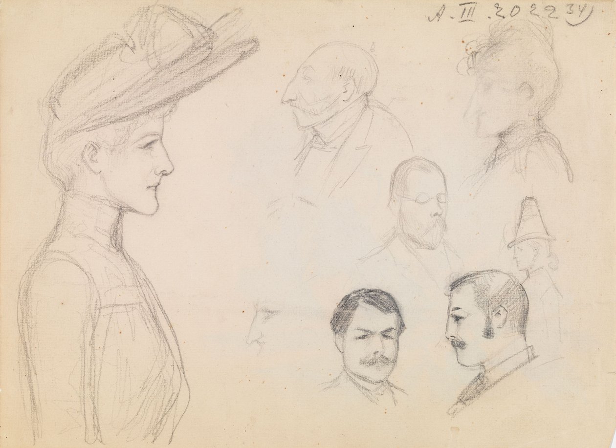 Estudio de retrato (verso begonias) de Albert Edelfelt