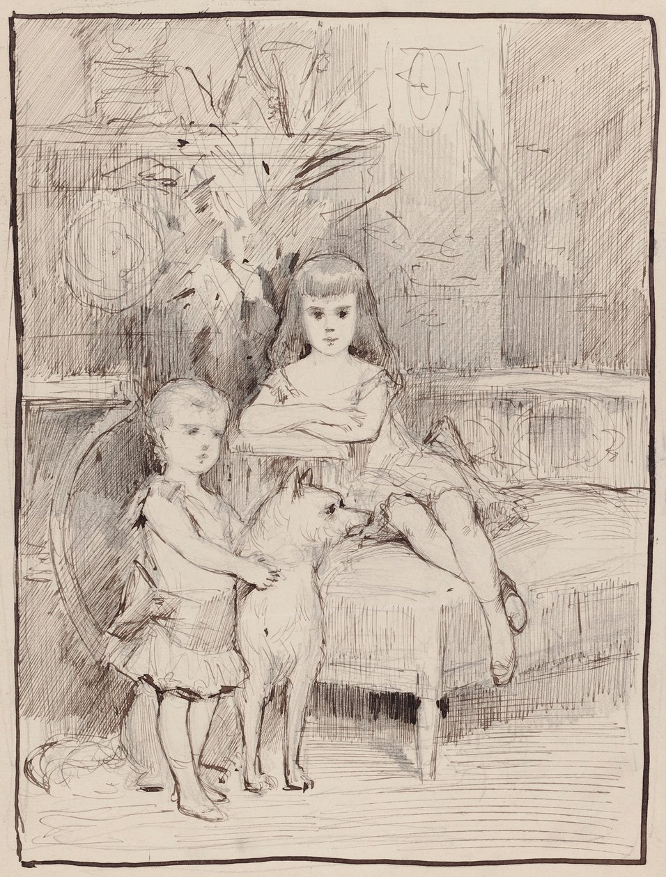 Estudio de retrato de Miguel y Xenia, hijos del zar Alejandro III de Albert Edelfelt