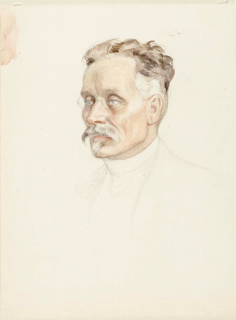 Estudio de retrato del profesor J. W. Runeberg, rostro de Albert Edelfelt