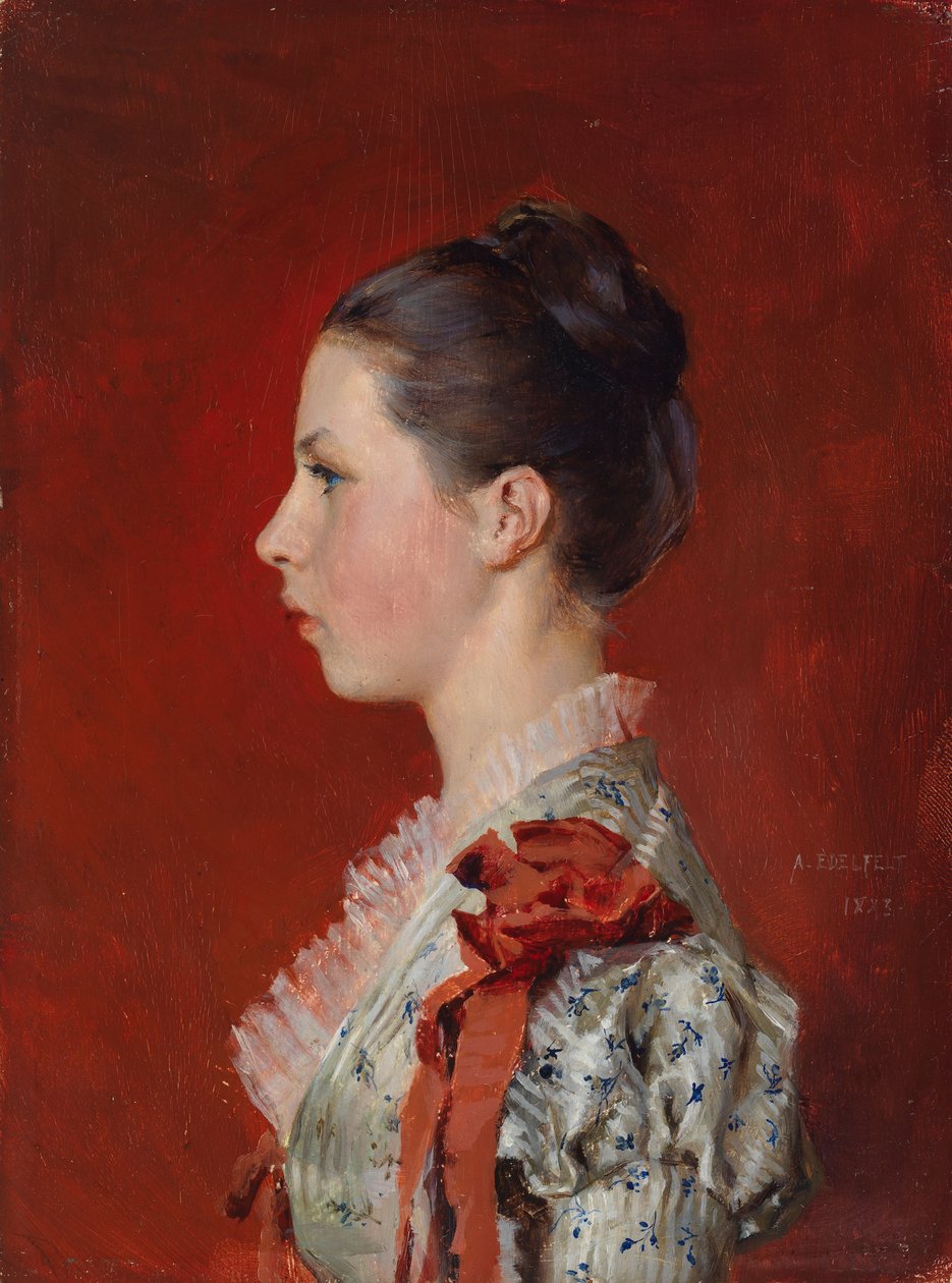 Retrato de Annie Edelfelt, hermana del artista de Albert Edelfelt
