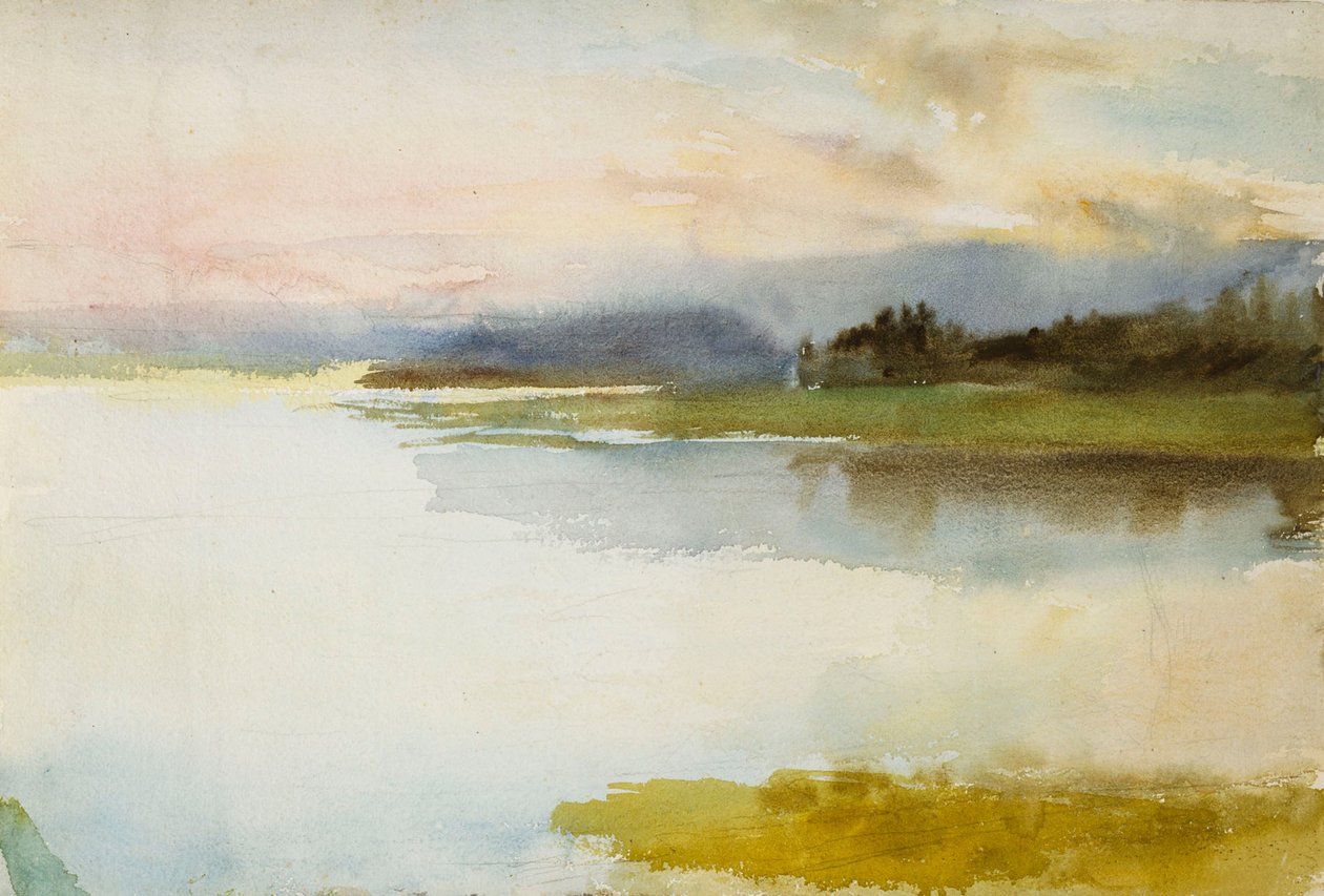 La costa al atardecer; Paisaje, atardecer de Albert Edelfelt