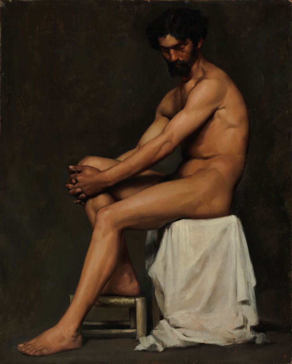 Hombre sentado, estudio académico de Albert Edelfelt