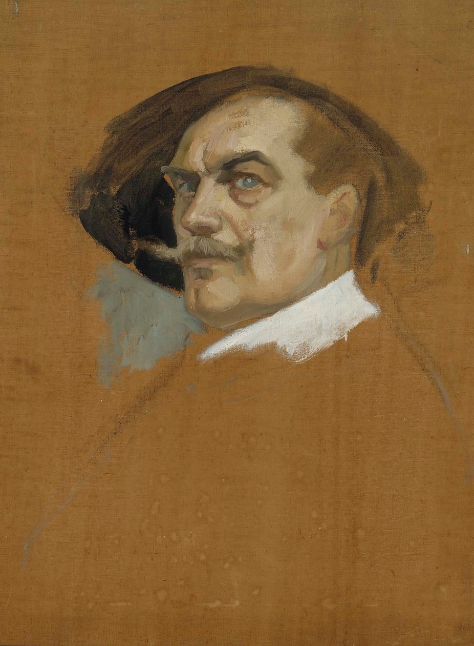 Autorretrato con un vestido del siglo XVII, estudio de Albert Edelfelt