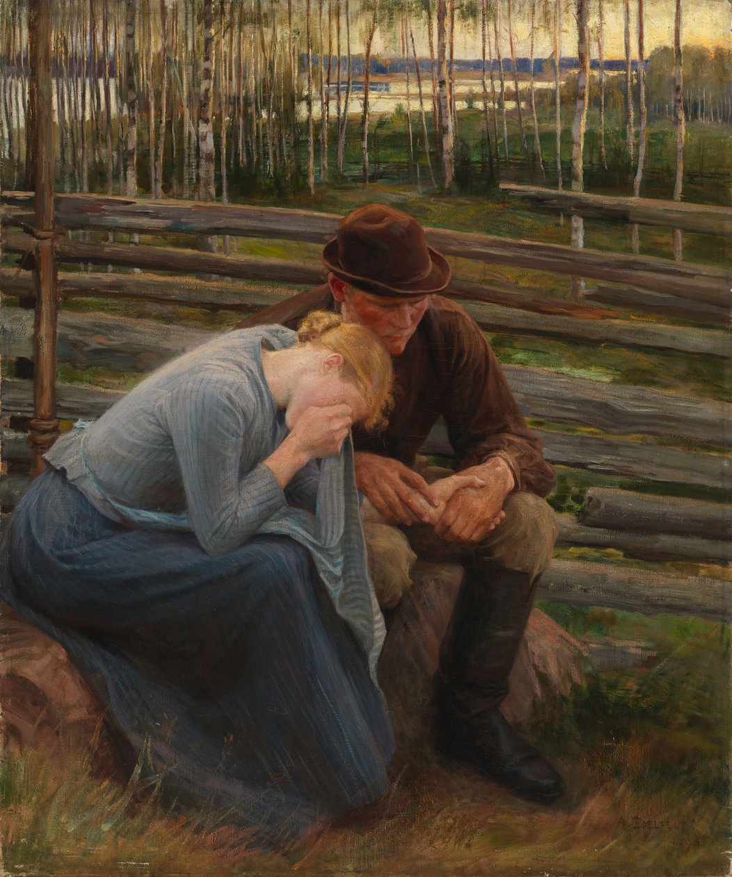 «Tristeza», variación de la ilustración del poema «En la feria de Vernamo»; «Tristeza» de Albert Edelfelt