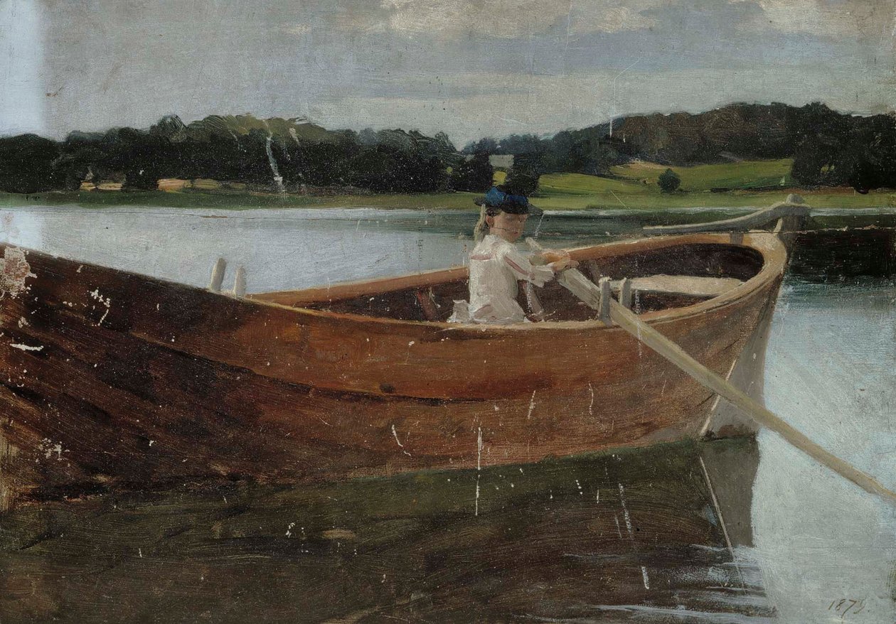 La hermana del artista, Berta, en una barca de remos, estudio de Albert Edelfelt