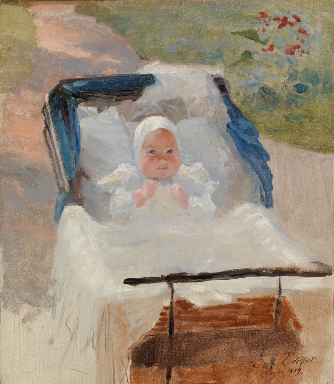 El hijo del artista, Erik, en un cochecito de Albert Edelfelt