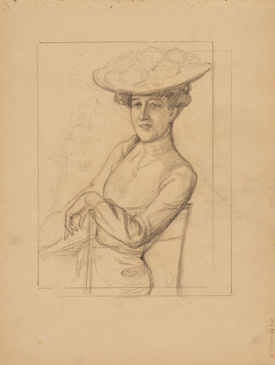 Mujer sentada con sombrero de Albert Edelfelt