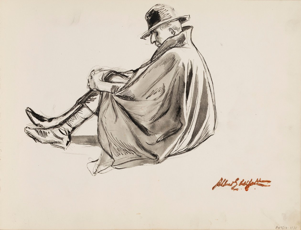 Hombre sentado con capa de Albert Edelfelt