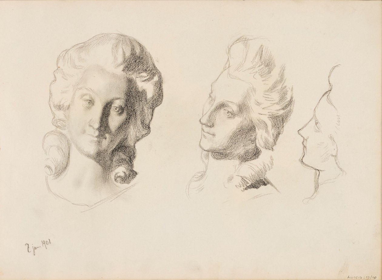 Máscaras, boceto / 1700 (Rokokoo), boceto de Albert Edelfelt