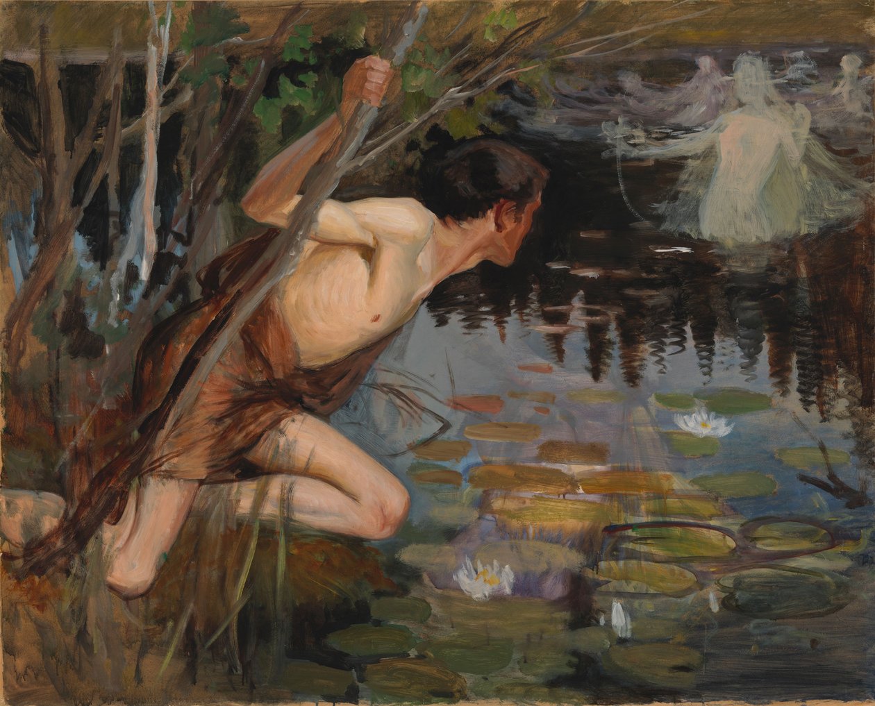 Juventud y una sirena, boceto de Albert Edelfelt