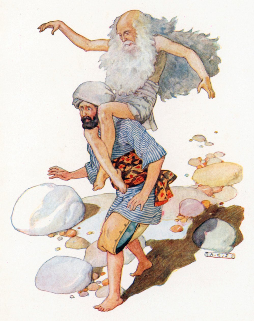 "Casi me estrangulan" (litografía en color) de Albert Edward Jackson