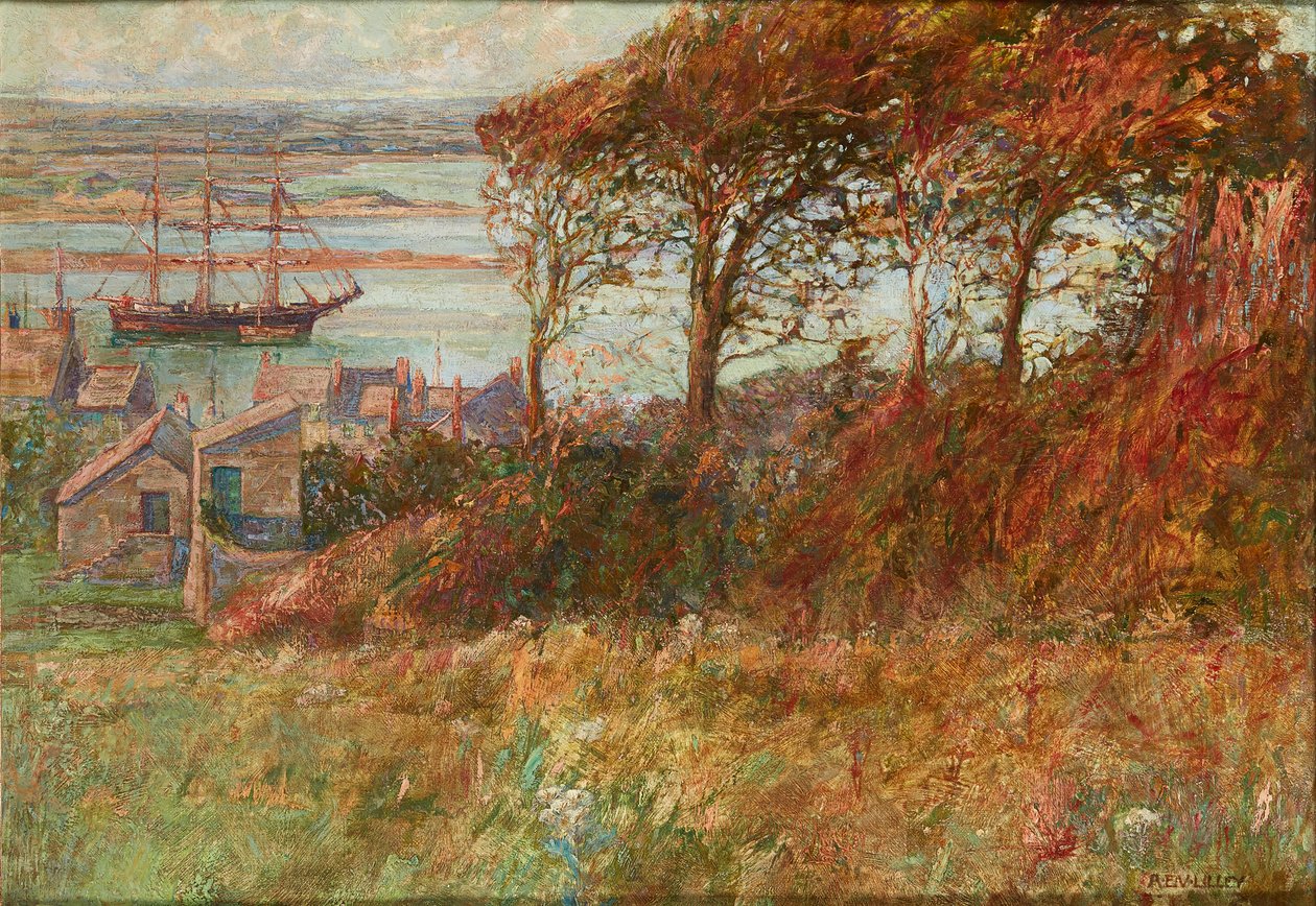 Copse Above the Harbour in Autumn ( óleo sobre lienzo) de Albert Ernest Victor Lilley
