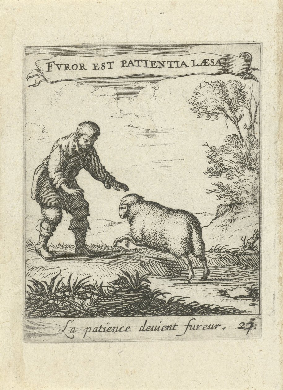 paisaje con hombre y ovejas Emblemas de amor moralizantes (título de la serie) Devises et emblesmes d
