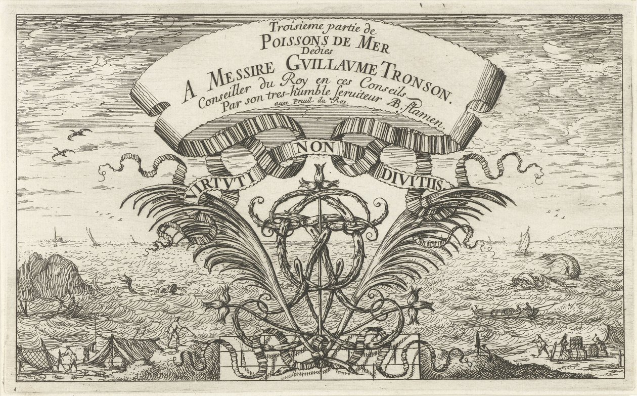 Seascape a través de armas ornamentales Peces y otras criaturas marinas: tercera serie de agua salada (título de la serie) Poissons de mer (título de la serie sobre el objeto) de Albert Flamen