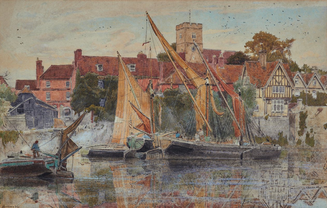 Aylesford en el Medway de Albert Goodwin