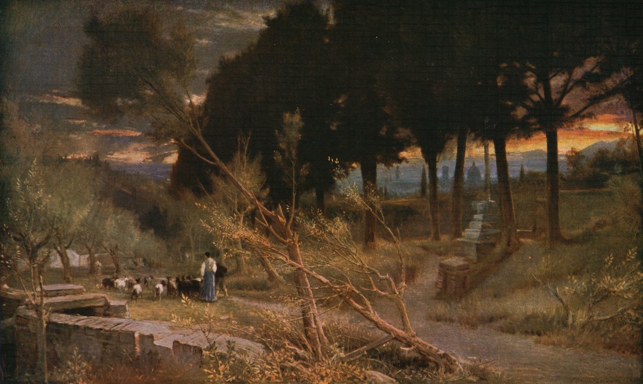 Florencia: Atardecer, 1896, c1930 de Albert Goodwin
