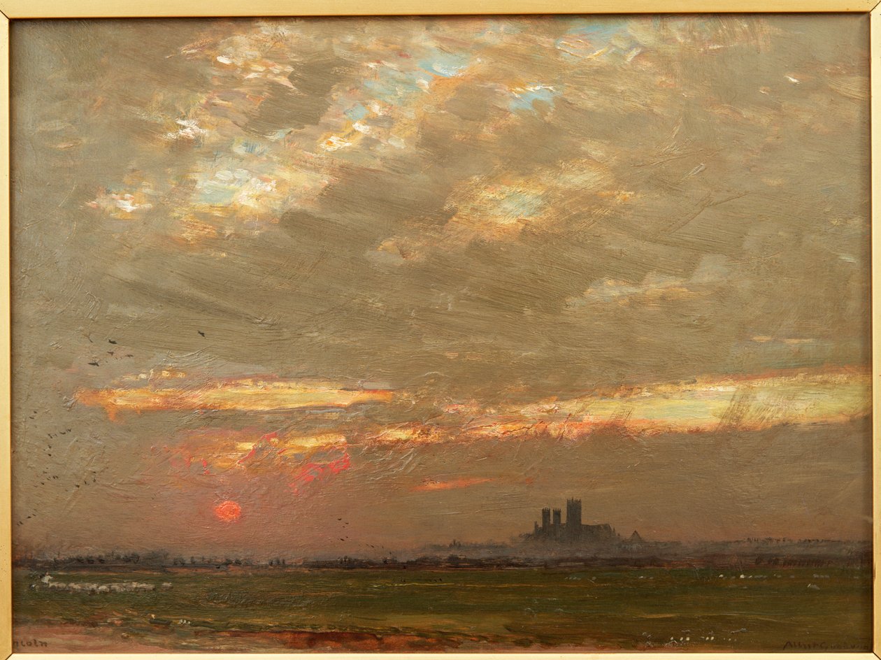 Catedral de Lincoln al atardecer, 1912 de Albert Goodwin