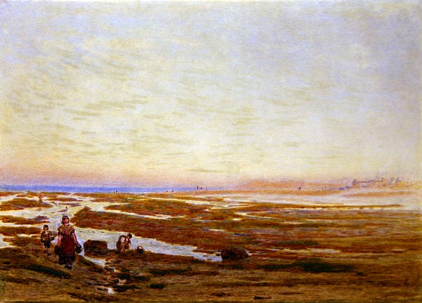 Marea Baja en la Costa Sur, cerca de Brighton de Albert Goodwin