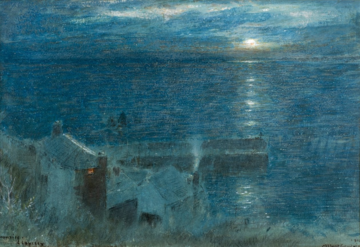 Moonrise Clovelly de Albert Goodwin