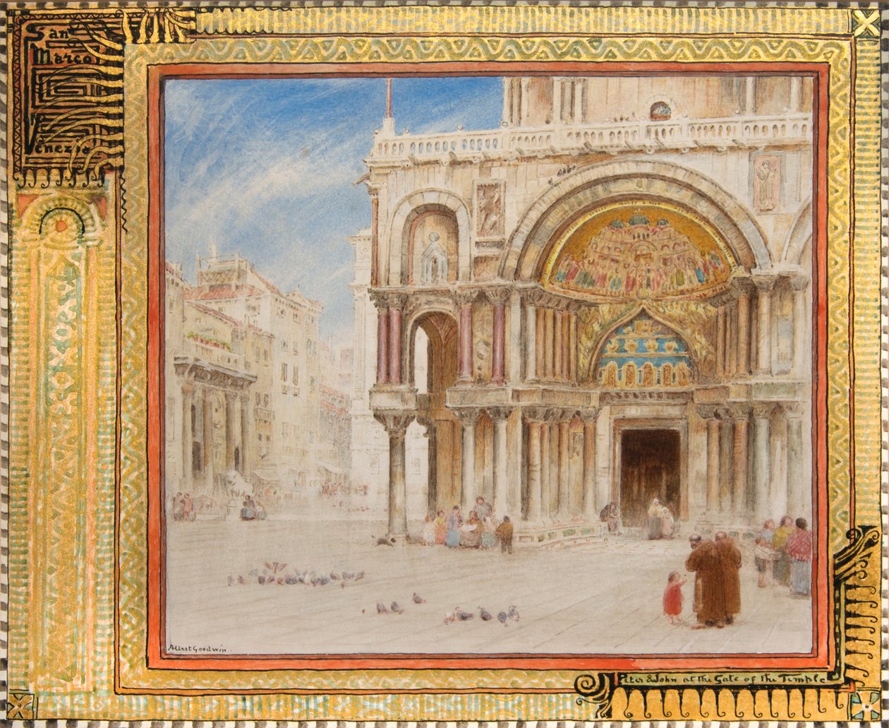 Pedro y Juan en la Puerta del Templo,San Marcos, Venecia, c.1872 (acuarela) de Albert Goodwin