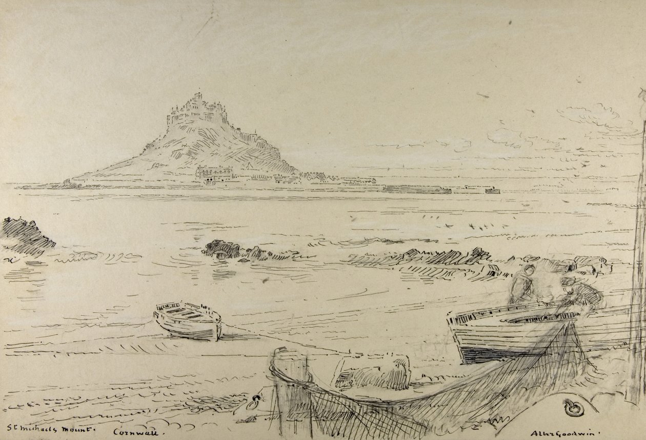 Monte de San Miguel, Cornualles, c.1870-80 de Albert Goodwin