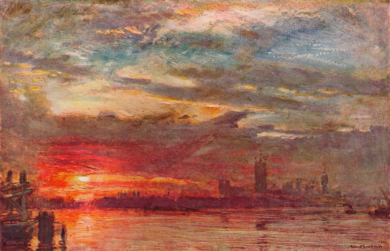 Atardecer en Westminster, 1900 de Albert Goodwin