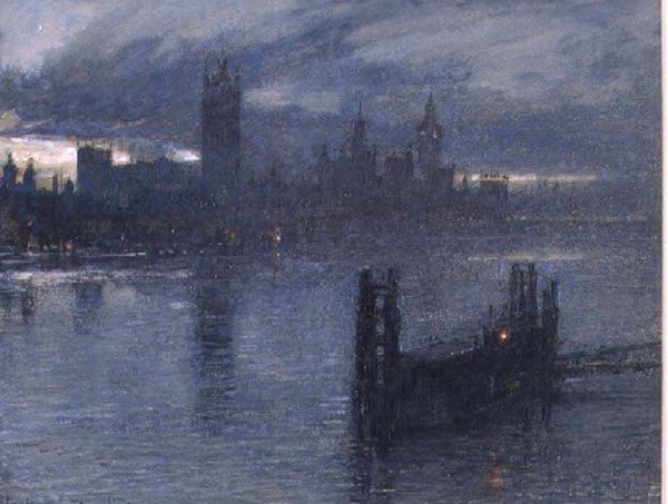 Westminster desde el Puente de Lambeth de Albert Goodwin