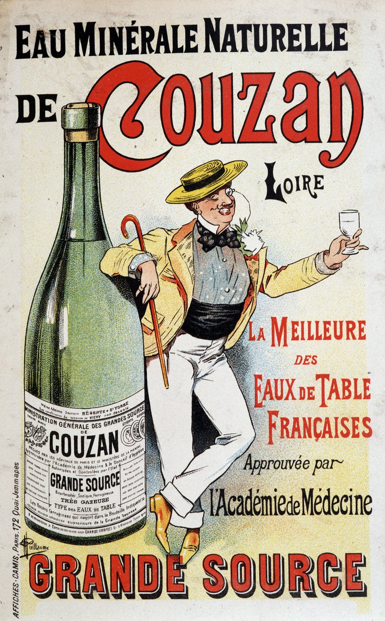 Publicidad para el agua mineral de Couzan - por Albert Guillaume (1873-1942), c.1895 de Albert Guillaume