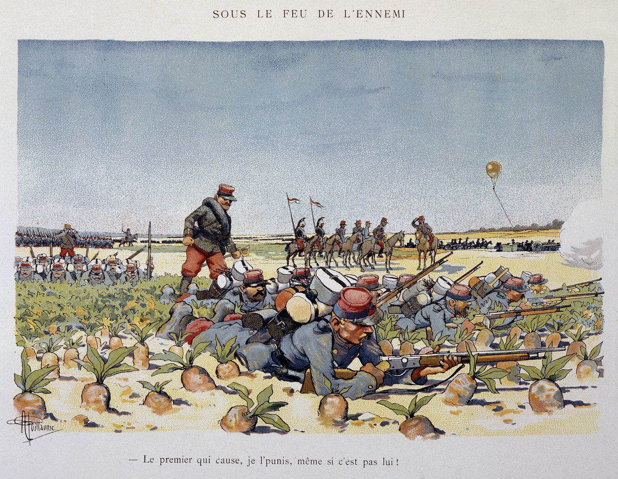 Bajo fuego enemigo - el ejército visto por A. Guillaume, circa 1900 de Albert Guillaume