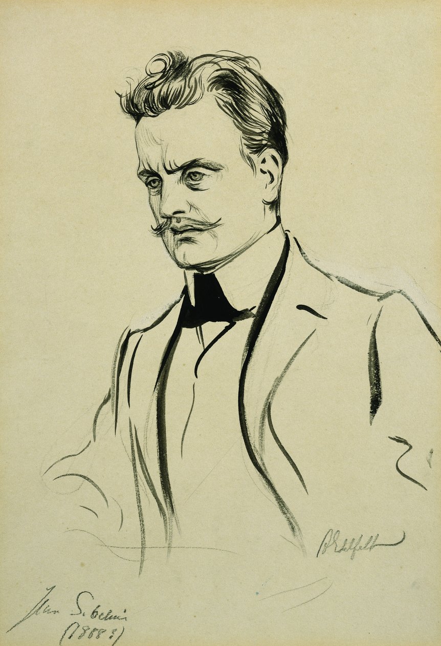 Retrato del compositor Jean Sibelius, pequeño medio cuerpo de Albert Gustaf Aristides Edelfelt