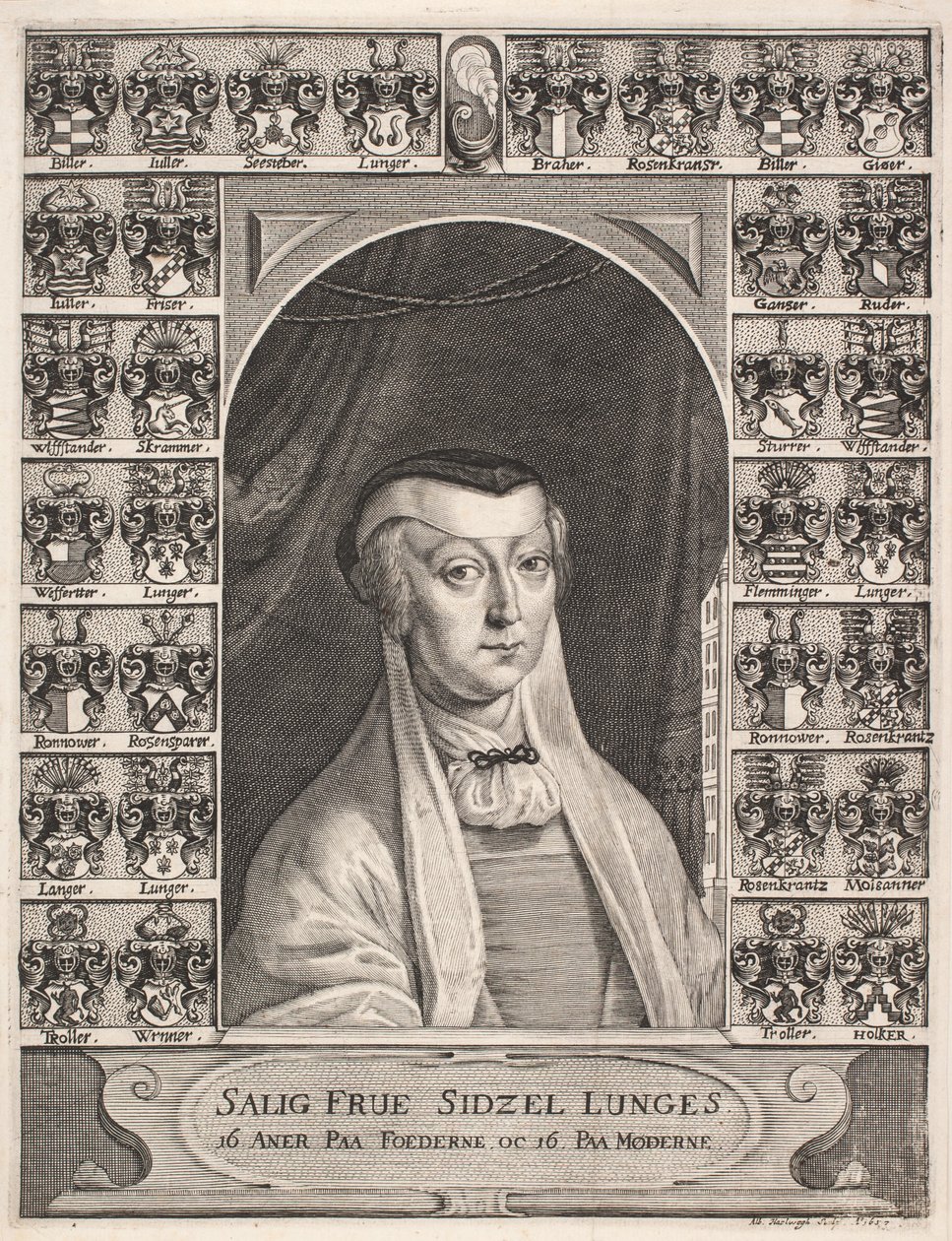 Sidsel Lunge. Hoja conmemorativa de Albert Haelwegh