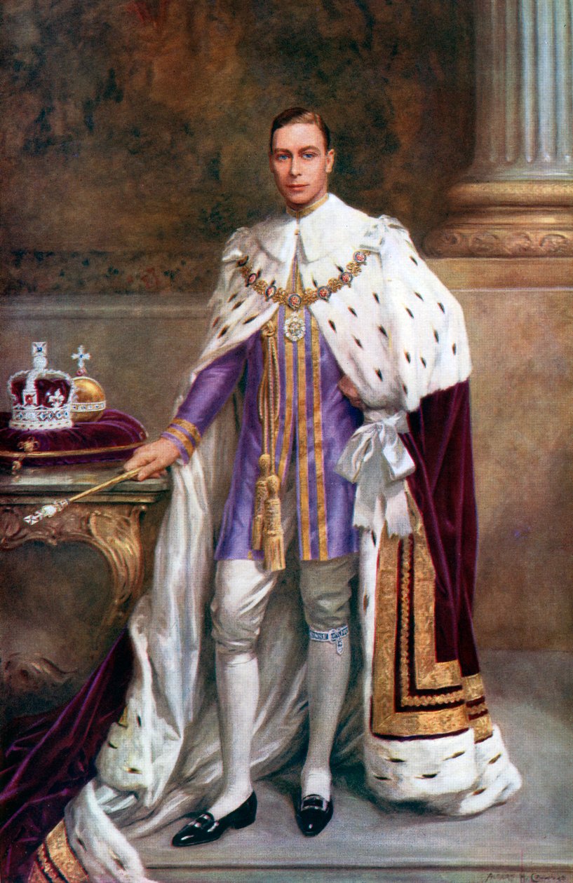 El rey Jorge VI con ropas de coronación, 1937 de Albert Henry Collings