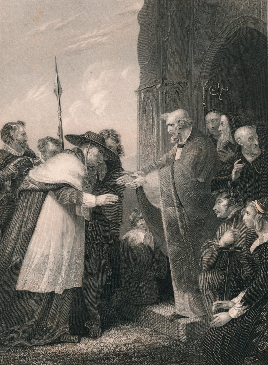 El cardenal Wolsey entrando en la Abadía de Leicester, 1530, mediados del siglo XIX de Albert Henry Payne