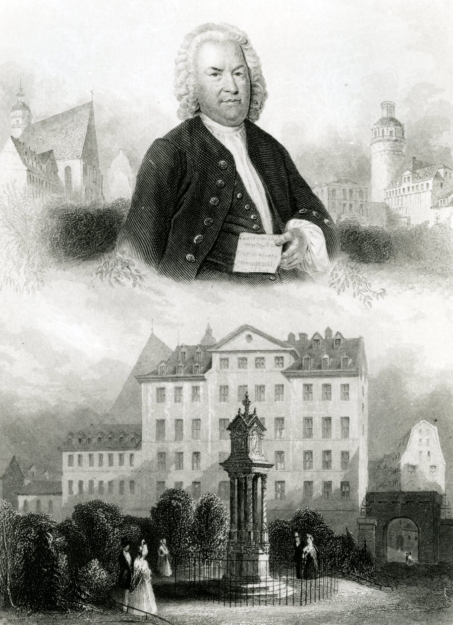Retrato de Johann Sebastian Bach (1685-1750) y Monumento de Albert Henry Payne