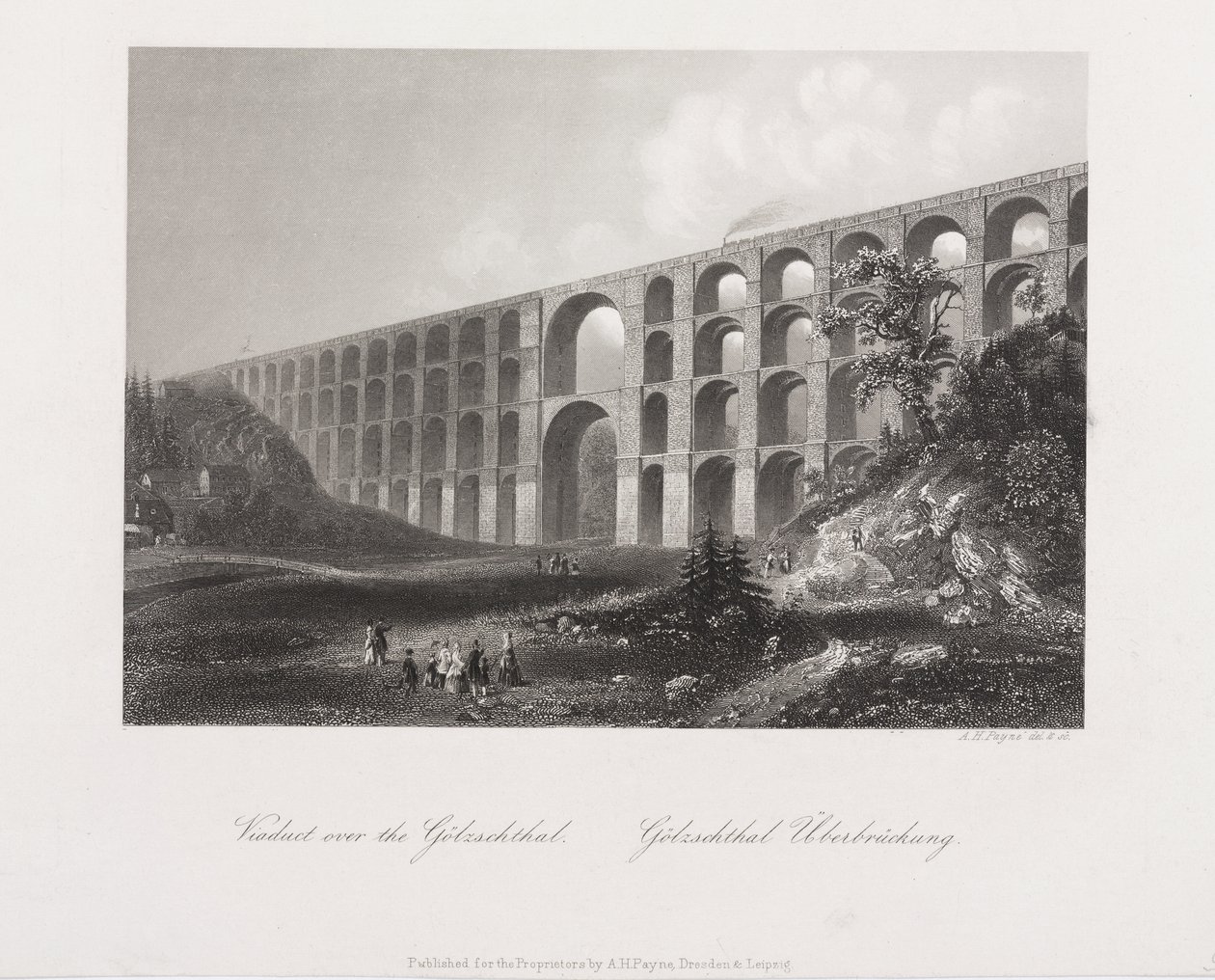 Viaducto sobre el Golzschthal, Sajonia, c.1840 de Albert Henry Payne