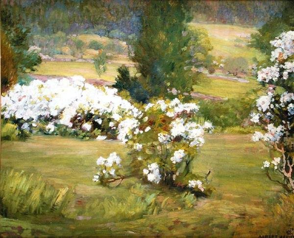 Flores en flor, c.1925 (óleo sobre lienzo) de Albert Herter