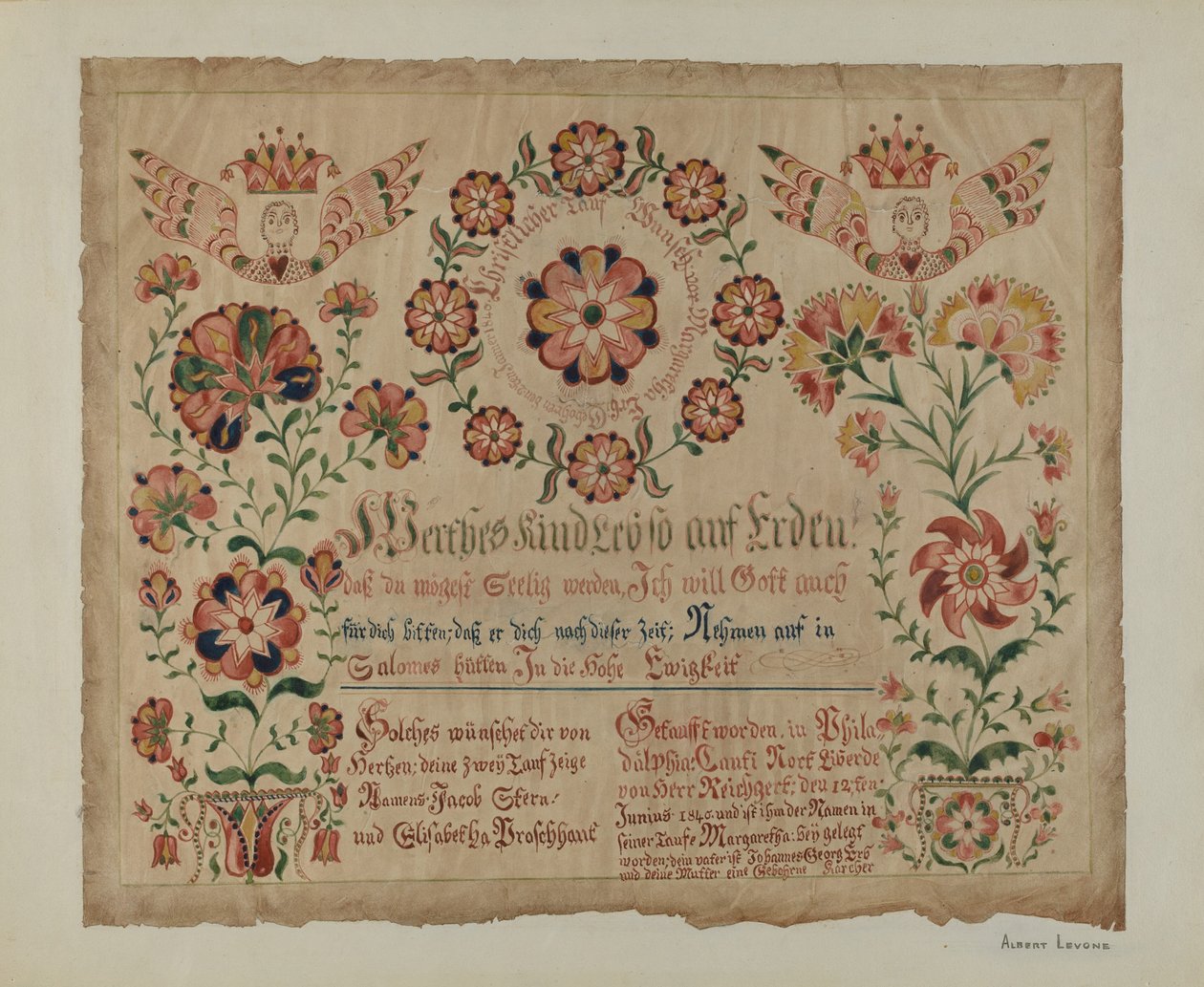 Certificado de Nacimiento Alemán de Pensilvania, c. 1940 de Albert J. Levone