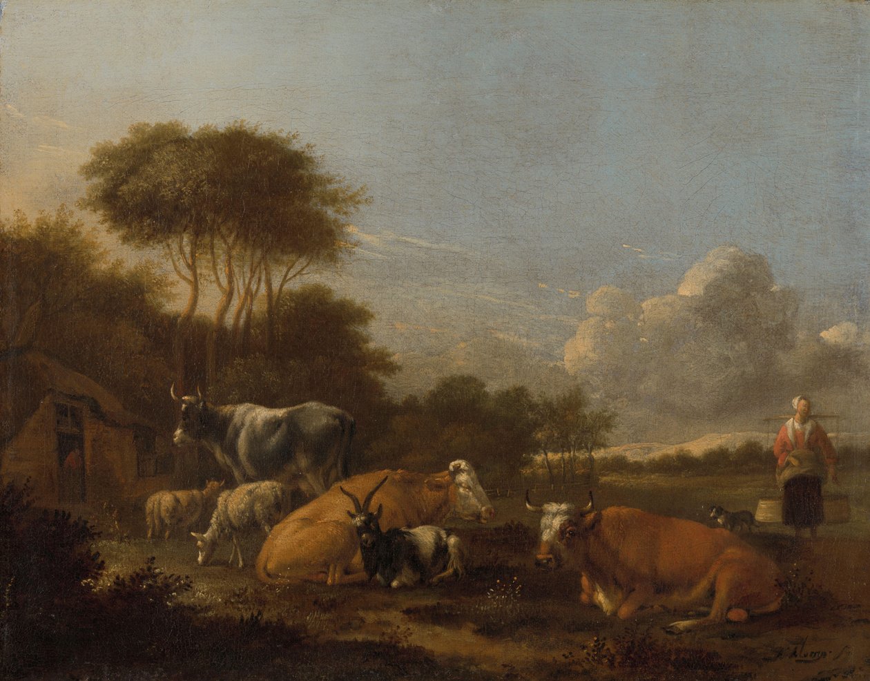 Paisaje con ganado de Albert Jansz Klomp