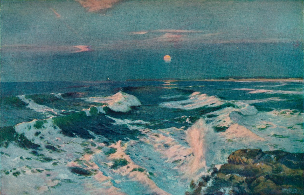 Entre el atardecer y la luna, c1910 de Albert Julius Olsson