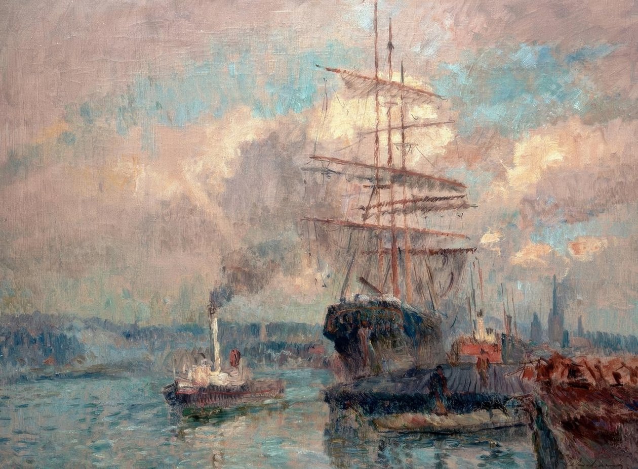 En el puerto de Ruan de Albert Lebourg