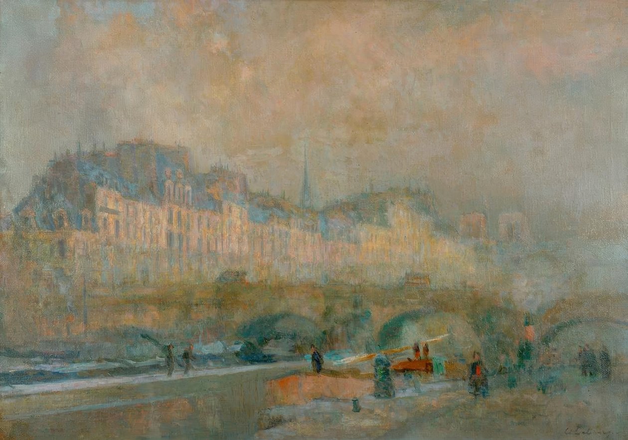 París, la esclusa de la Monnaie; Sol de invierno, o Vista del Po de Albert Lebourg