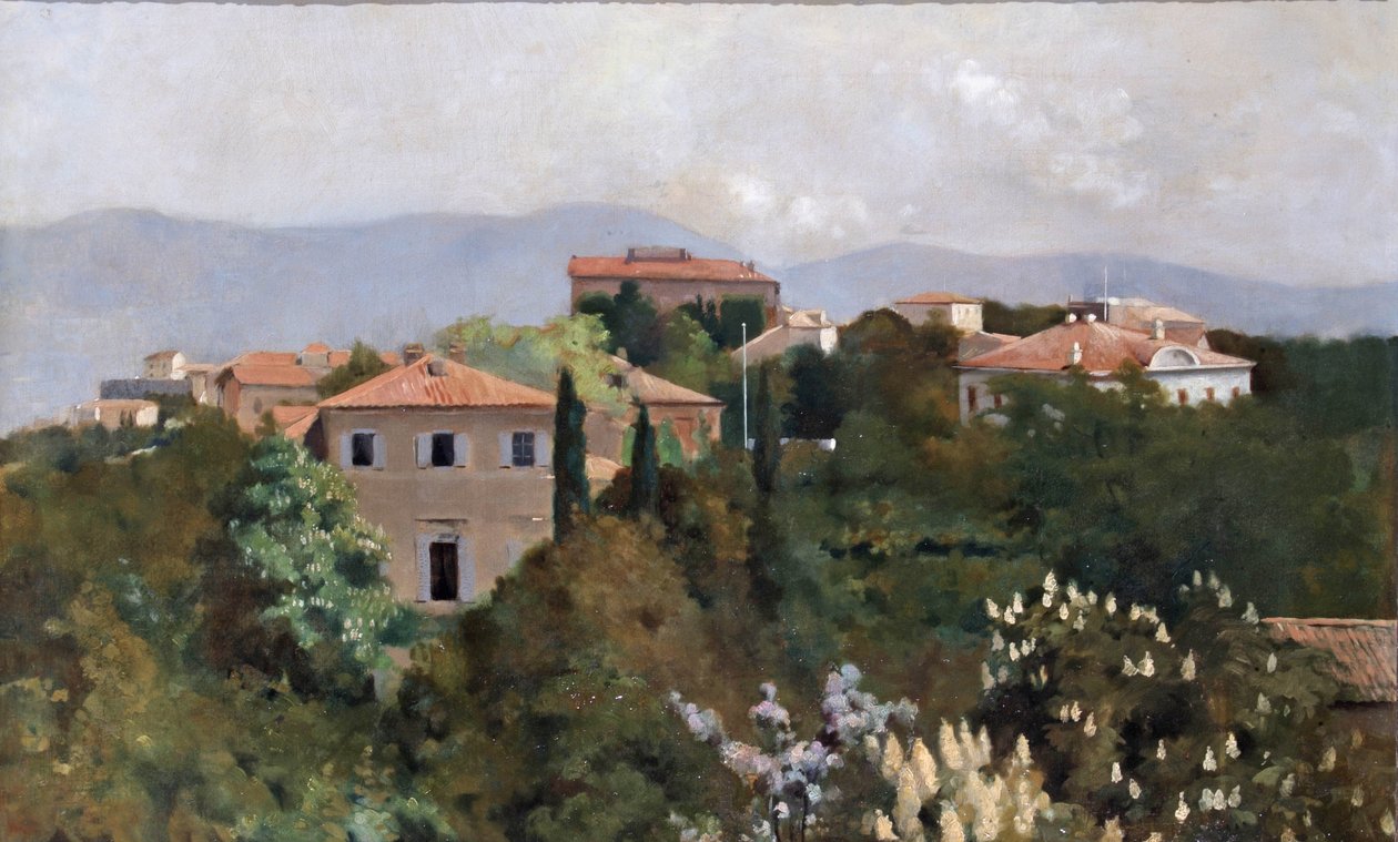 Casas en la cima de la colina en Trieste, c.1889 de Albert Letchford