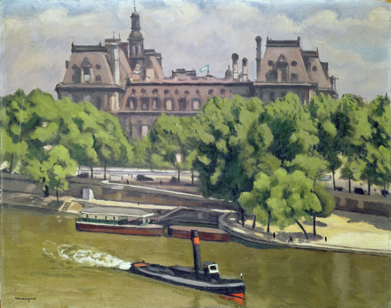 El Hotel de Ville y el Sena, París de Albert Marquet
