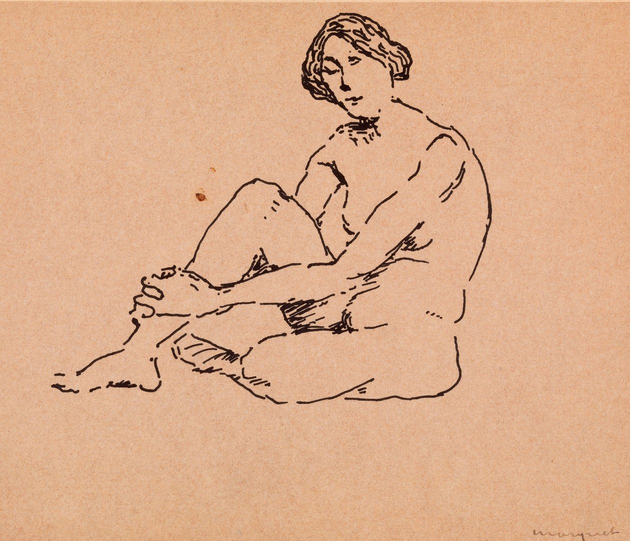 Desnudo sentado (pluma y tinta sobre papel) de Albert Marquet
