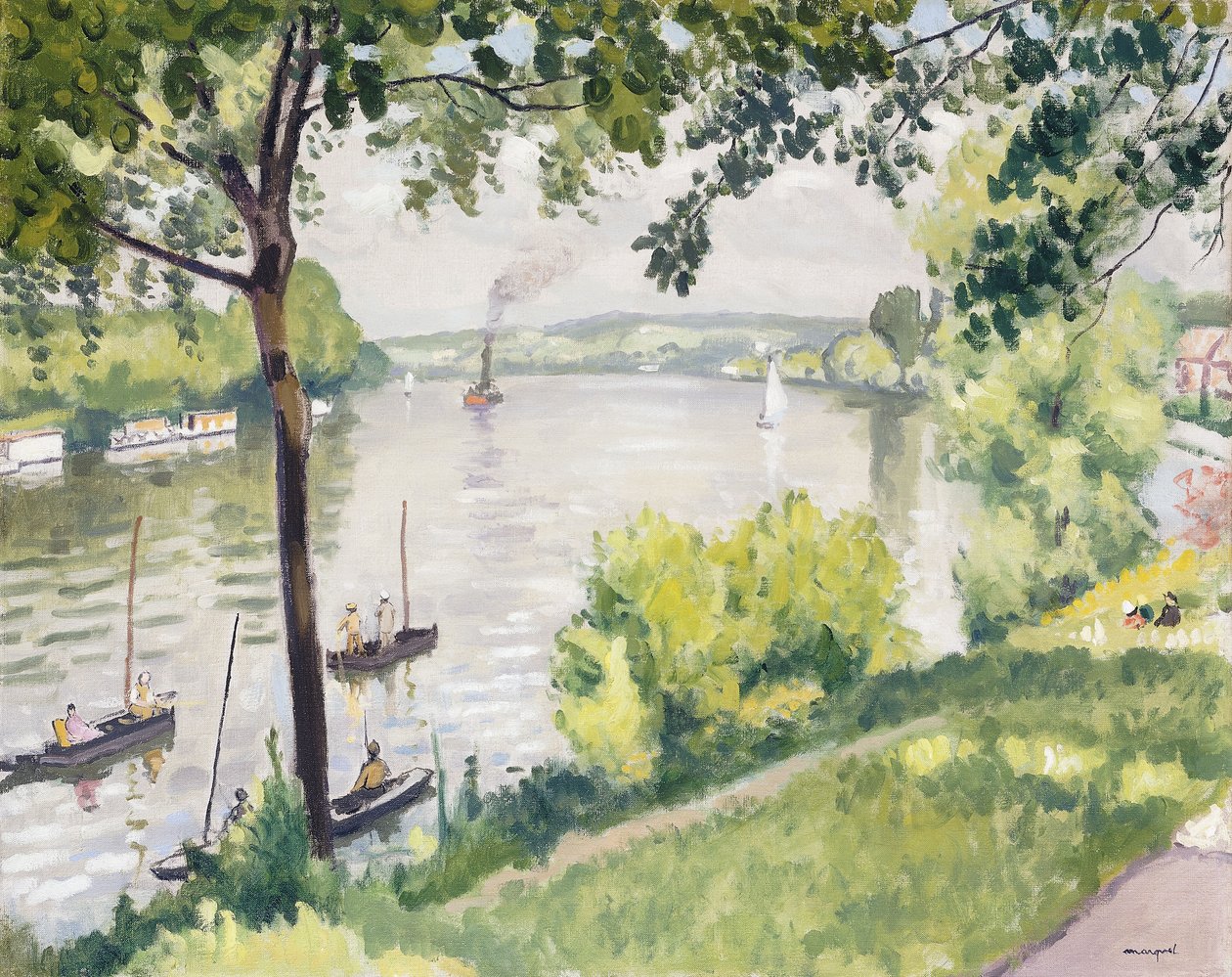 Las orillas de Triel (El Remolcador); Berge a Triel (Le Remorqueur) de Albert Marquet