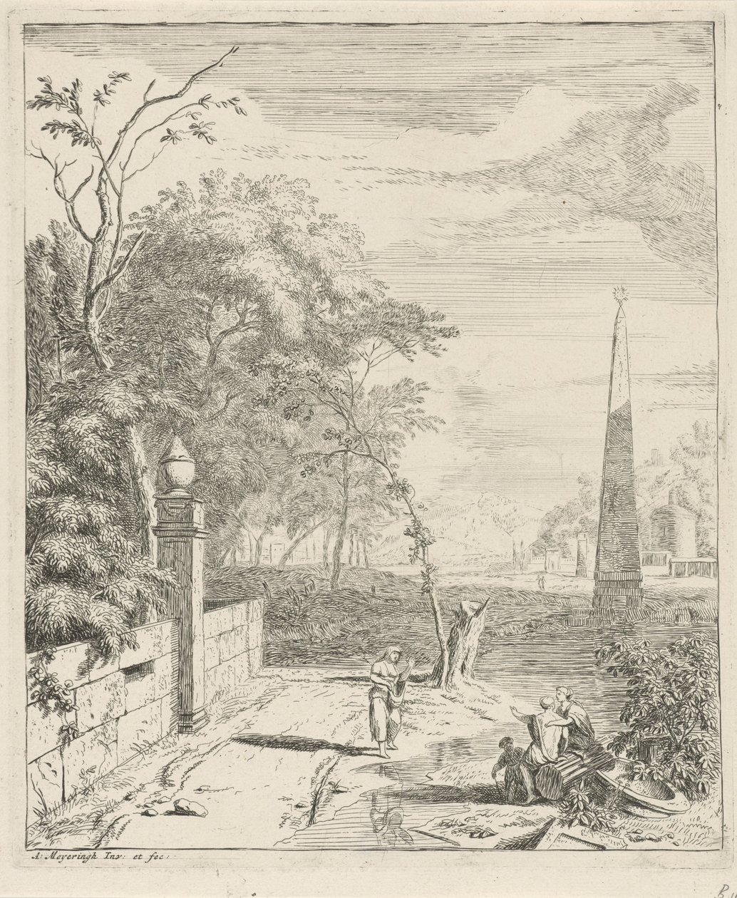Paisaje con un obelisco Paisajes (título de la serie) de Albert Meyering