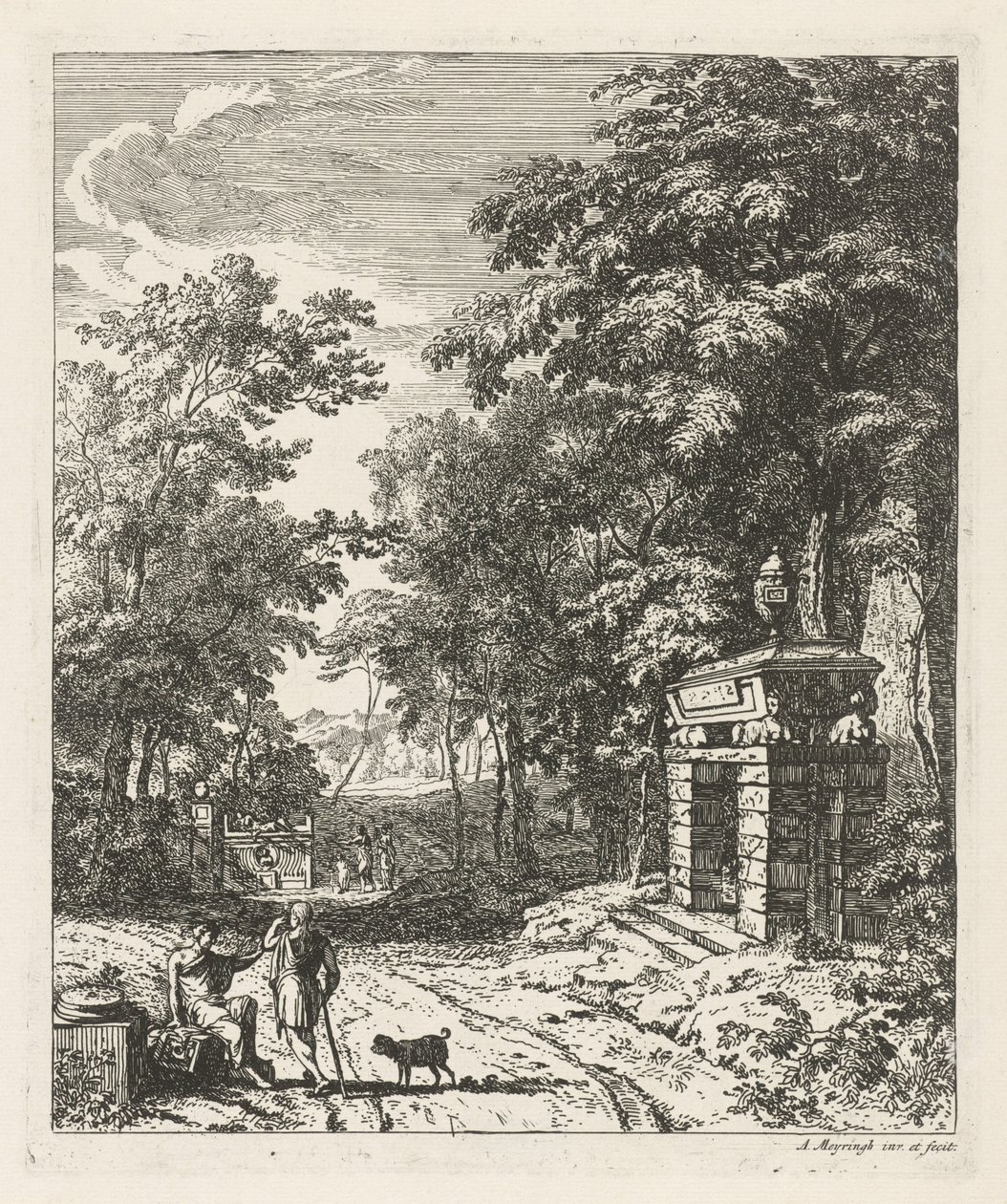 Dos personas en un monumento grave Paisajes (título de la serie) de Albert Meyering