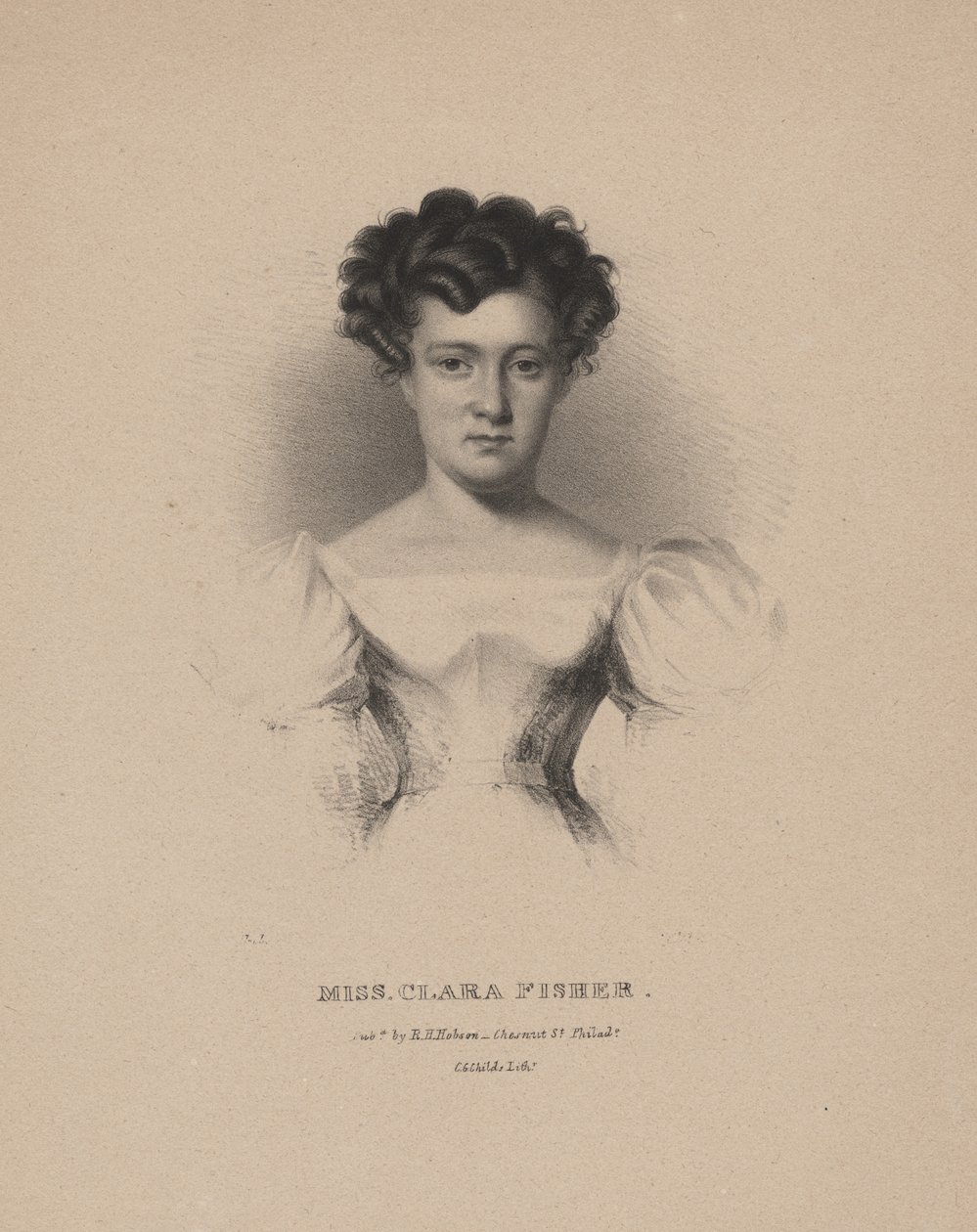 Señorita Clara Fisher, litografía de C.G. Childs, 1830 de Albert Newsam