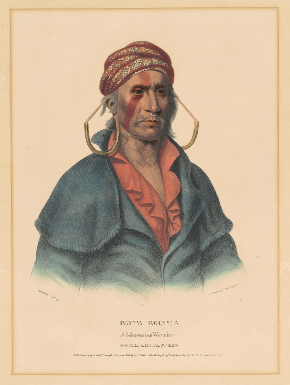 Payta Kootha, un guerrero Shawnee de Albert Newsam, after Henry Inman, after Charles Bird King
